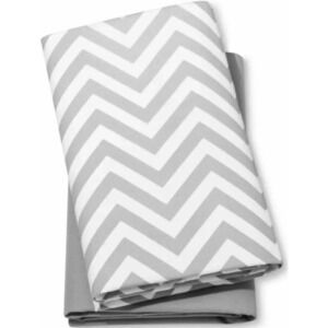 Fitted Playard Sheets Chevron & Solid 2pk - Cloud Island Gray/White